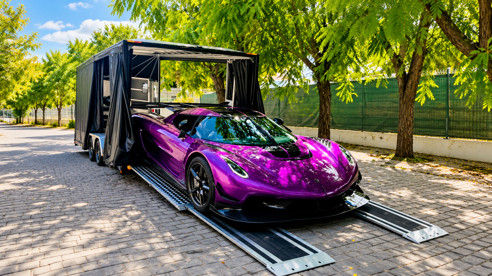 Koenigsegg sur remorque — transport automobile premium Liberty Services